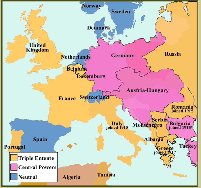 world war 1 alliance world map